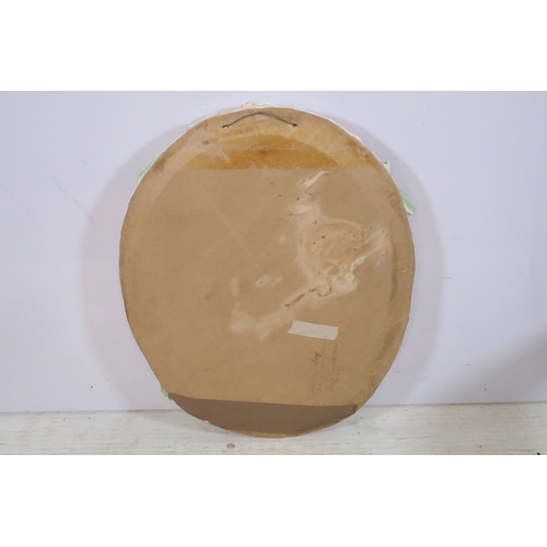 666 - Contemporary pottery framed wall mirror, having birds and foliage to the surround, 60cm x 49cm