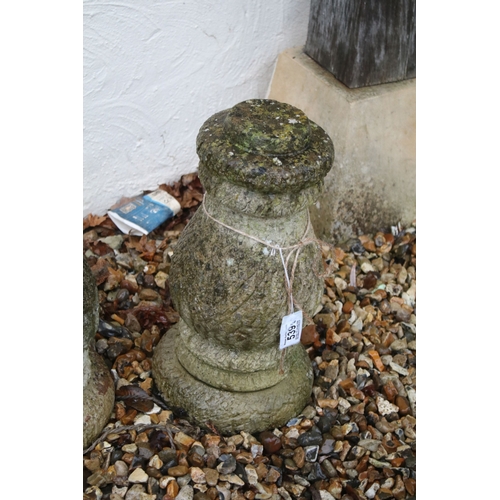 539 - Group of six reconstituted stone decorative bollards of stepped circular form, approx. H 41cm