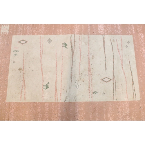 556 - Mahyar pink ground rug, having thick pink border, 98cm x 154cm (approx)