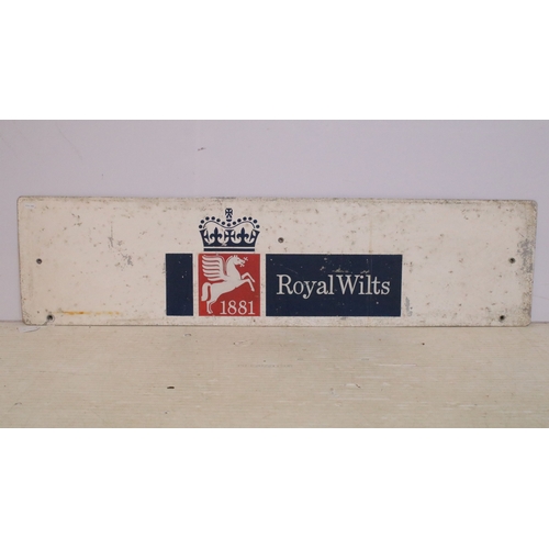 153 - Royal Wilts - 1881 Pegasus logo metal sign, H 30.5cm, W 122cm