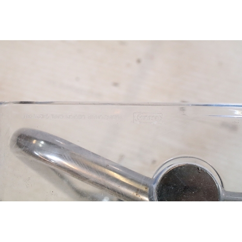 653 - Set of four perspex and chromed metal chairs, having cantilever design, W 45cm x H 83cm (4)