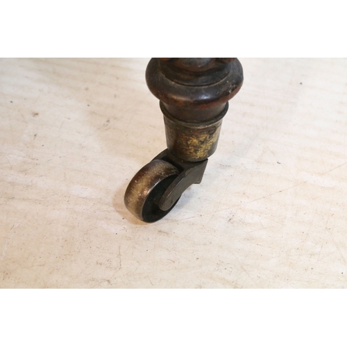 657 - 19th century mahogany arm chair, having scrolled back, raised on turned legs, W 62cm x D 65cm x H 95... 