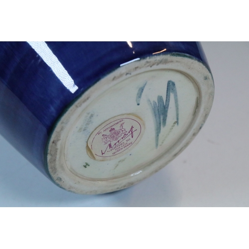 1 - Walter Moorcroft 'Anemone' pattern blue ground baluster vase, impressed marks, paper label and signe... 