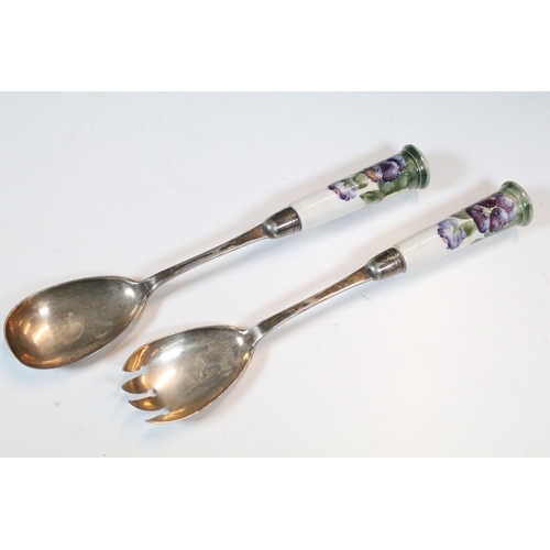 9 - William Moorcroft for James MacIntyre, 'Pansy' pattern on white salad bowl, 1912, squat footed balus... 