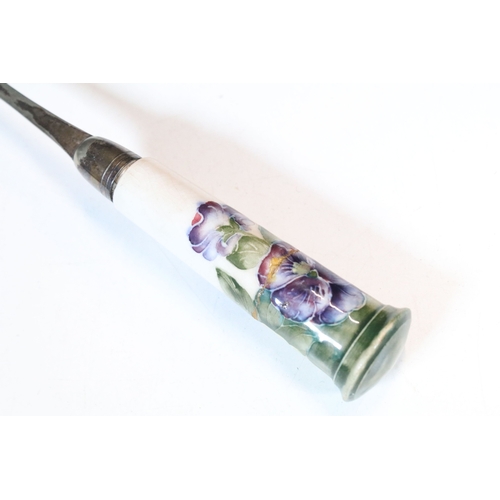 9 - William Moorcroft for James MacIntyre, 'Pansy' pattern on white salad bowl, 1912, squat footed balus... 