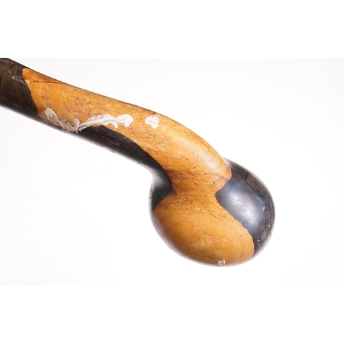 101 - Irish blackthorn shillelagh, 48cm long, a set of four Indian Dhokra figures, each approx 14cm high a... 