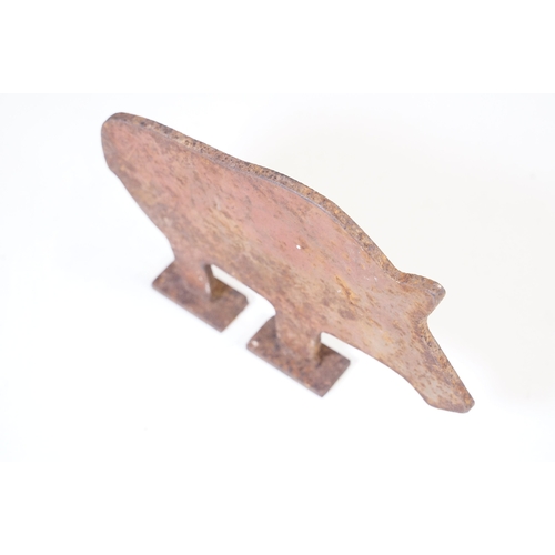 129 - Early 20th Century Italian folk art cast iron wild boar / pig hunting shooting target practice on tw... 