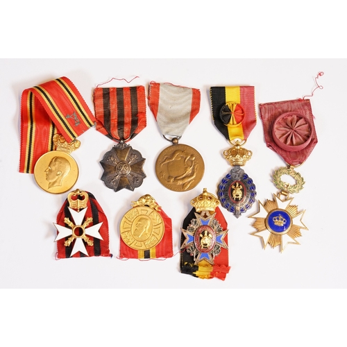 176 - 7 Belgium medals, including Order of the Crown, Labour Decorations, Leopold II 1896-1905 and other c... 