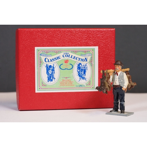 184 - Trophy Miniatures Town and Country ‘ the rabbit man rabbits over shoulder ‘ painted metal model no. ... 