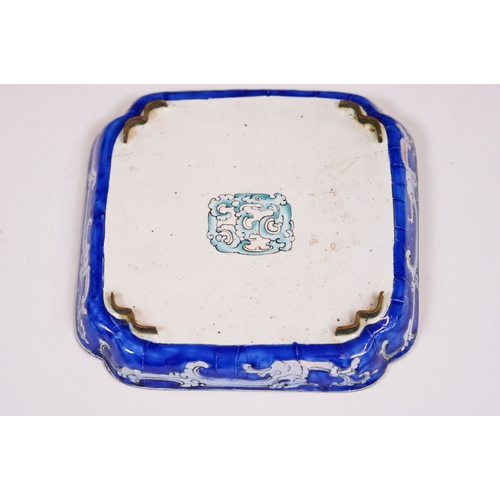 185 - 18th Century Chinese Qing Dynasty Qianlong period Canton enamel dish of square form decorated with v... 