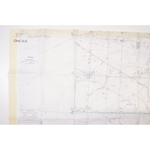 193 - A Royal Air Force / RAF silk escape map covering Israel, Gaza, Iraq, Jordan, Saudi, Amman, Red Sea, ... 