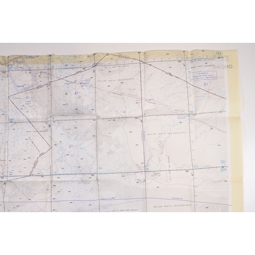 193 - A Royal Air Force / RAF silk escape map covering Israel, Gaza, Iraq, Jordan, Saudi, Amman, Red Sea, ... 