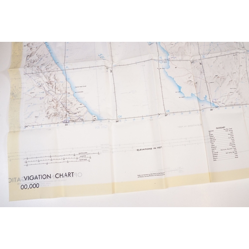 193 - A Royal Air Force / RAF silk escape map covering Israel, Gaza, Iraq, Jordan, Saudi, Amman, Red Sea, ... 