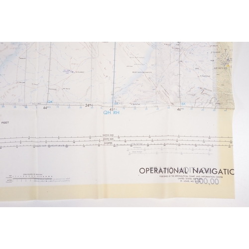 193 - A Royal Air Force / RAF silk escape map covering Israel, Gaza, Iraq, Jordan, Saudi, Amman, Red Sea, ... 