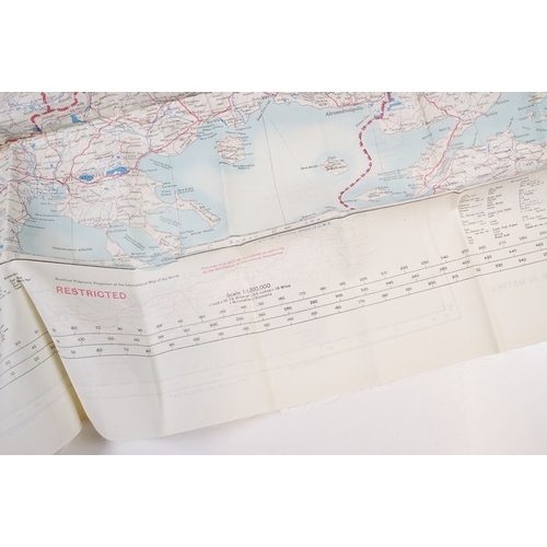 195 - A Royal Air Force / RAF silk escape map covering Greece, Greek Islands, Corfu, Crete, Rhodes, Zante,... 