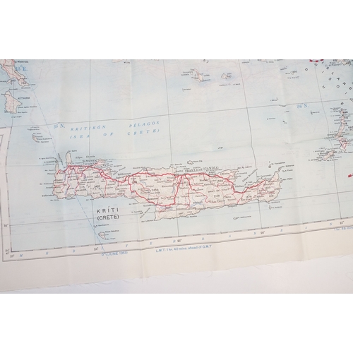 195 - A Royal Air Force / RAF silk escape map covering Greece, Greek Islands, Corfu, Crete, Rhodes, Zante,... 