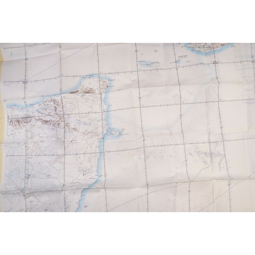 200 - A Royal Air Force / RAF silk escape map covering Yemen, Somalia, Ethiopia, Aden and Djibouti.