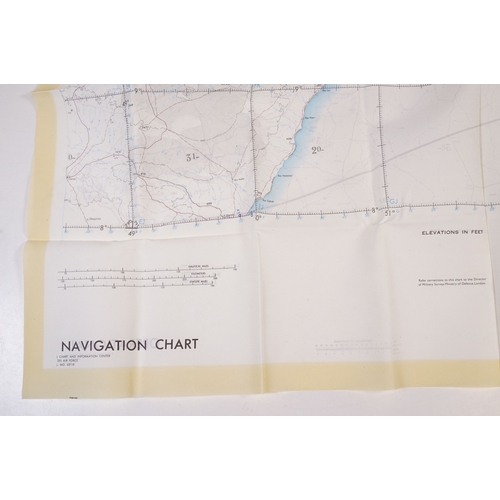200 - A Royal Air Force / RAF silk escape map covering Yemen, Somalia, Ethiopia, Aden and Djibouti.