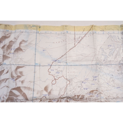 200 - A Royal Air Force / RAF silk escape map covering Yemen, Somalia, Ethiopia, Aden and Djibouti.