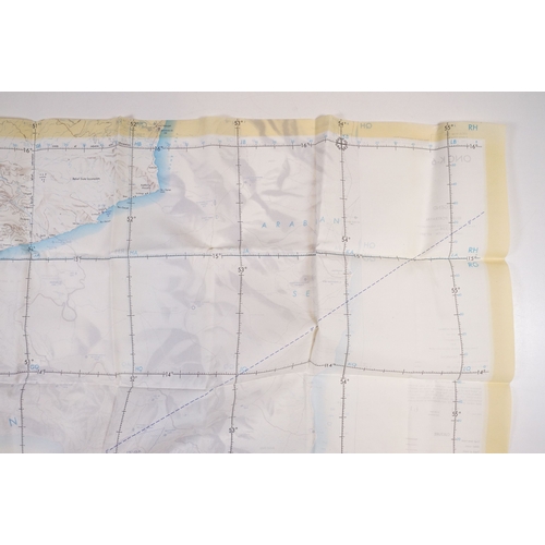 200 - A Royal Air Force / RAF silk escape map covering Yemen, Somalia, Ethiopia, Aden and Djibouti.