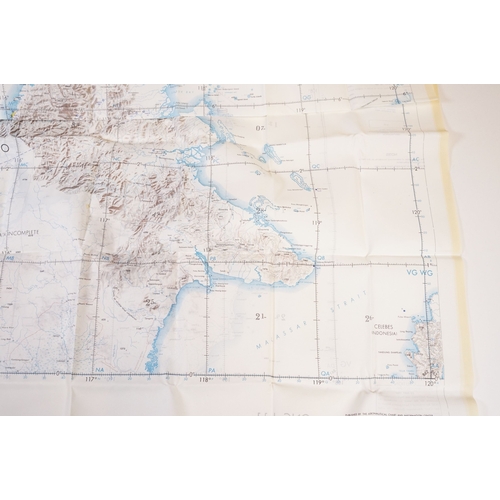 202 - A Royal Air Force / RAF silk escape map covering Indonesia, Malaysia, Brunei, South China Sea Island... 