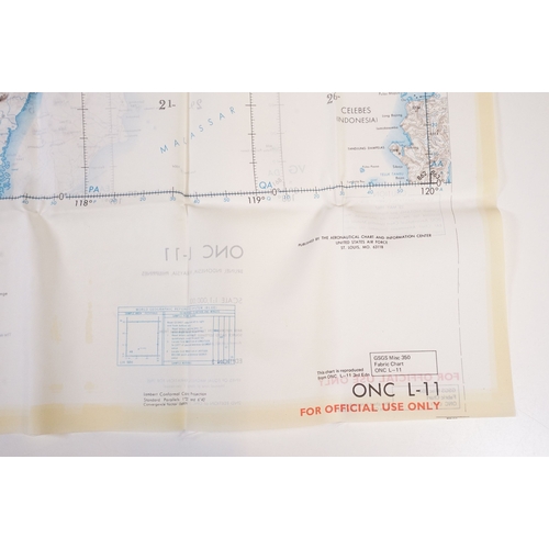202 - A Royal Air Force / RAF silk escape map covering Indonesia, Malaysia, Brunei, South China Sea Island... 