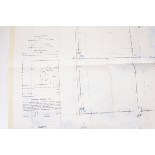 202 - A Royal Air Force / RAF silk escape map covering Indonesia, Malaysia, Brunei, South China Sea Island... 