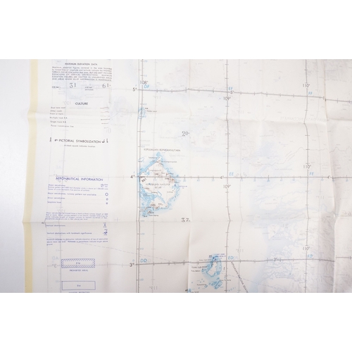 202 - A Royal Air Force / RAF silk escape map covering Indonesia, Malaysia, Brunei, South China Sea Island... 