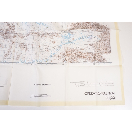 202 - A Royal Air Force / RAF silk escape map covering Indonesia, Malaysia, Brunei, South China Sea Island... 