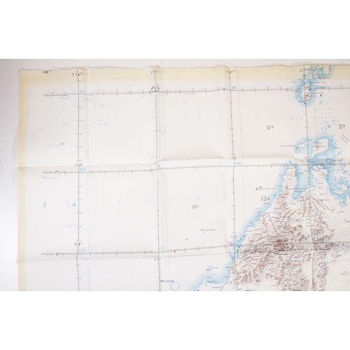 202 - A Royal Air Force / RAF silk escape map covering Indonesia, Malaysia, Brunei, South China Sea Island... 