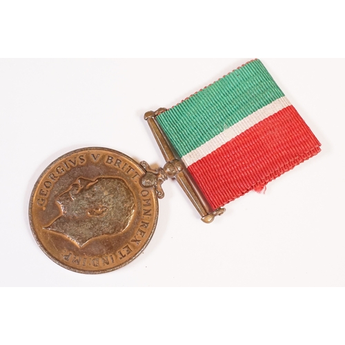 206 - WWI Mercantile Marine Medal awarded to Arthur Brunker, together with an unidentified Victorian bronz... 