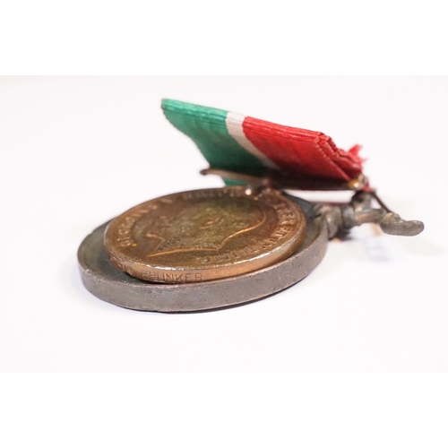 206 - WWI Mercantile Marine Medal awarded to Arthur Brunker, together with an unidentified Victorian bronz... 
