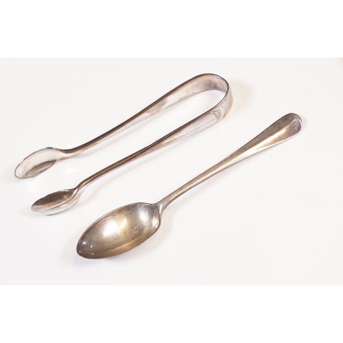 209 - A cased set of twelve fully hallmarked sterling silver teaspoons complete with sugar tongs.
