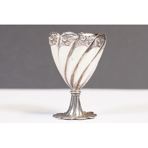 223 - 19th Century Turkish Ottoman Islamic silver zarf coffee cup holder of conical form with floral relie... 