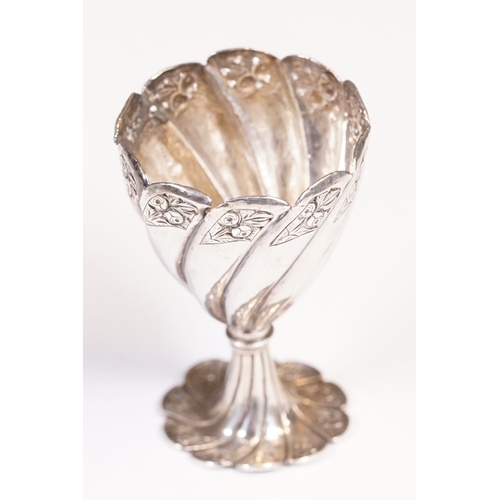 223 - 19th Century Turkish Ottoman Islamic silver zarf coffee cup holder of conical form with floral relie... 