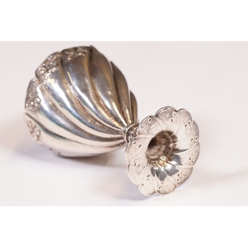 223 - 19th Century Turkish Ottoman Islamic silver zarf coffee cup holder of conical form with floral relie... 