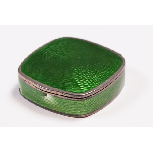 245 - Early 20th Century David Andersen Norwegian sterling silver and green enamel engine turned trinket /... 