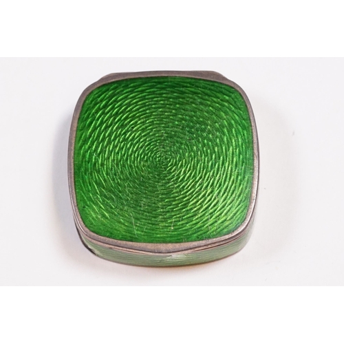 245 - Early 20th Century David Andersen Norwegian sterling silver and green enamel engine turned trinket /... 