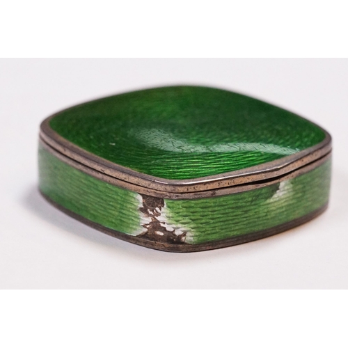 245 - Early 20th Century David Andersen Norwegian sterling silver and green enamel engine turned trinket /... 