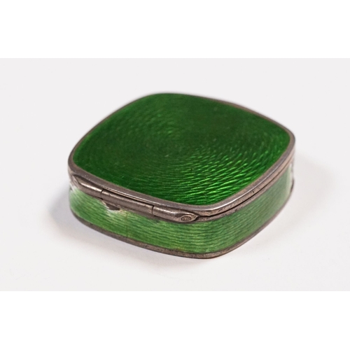 245 - Early 20th Century David Andersen Norwegian sterling silver and green enamel engine turned trinket /... 