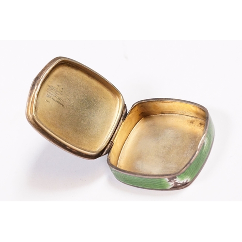 245 - Early 20th Century David Andersen Norwegian sterling silver and green enamel engine turned trinket /... 