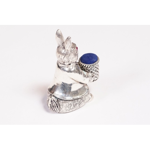 250 - Large silver Beatrix Potter pin cushion.