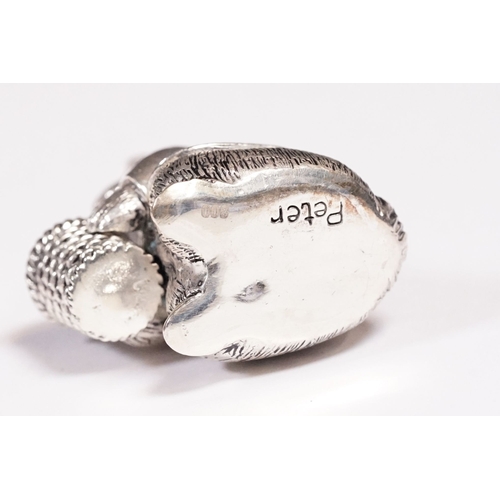 250 - Large silver Beatrix Potter pin cushion.