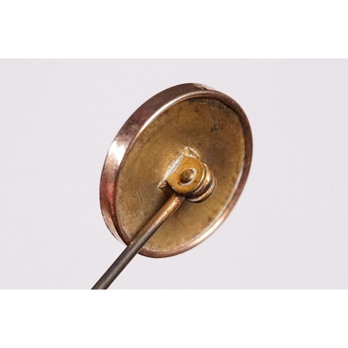 261 - Suffragette Interest - Early 20th Century 'Votes For Women' WSPU brass hat pin with mother of pearl ... 