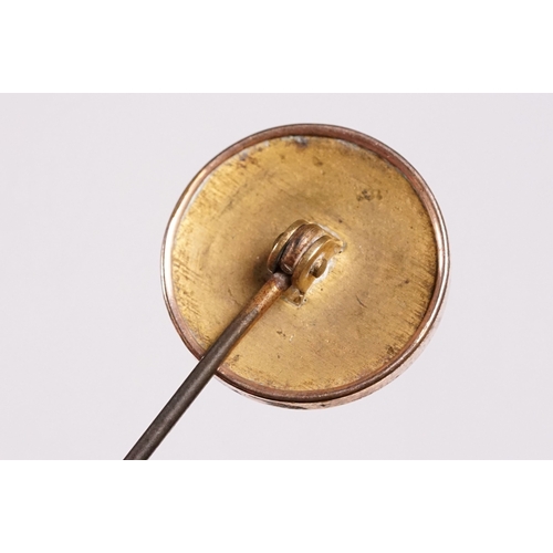 261 - Suffragette Interest - Early 20th Century 'Votes For Women' WSPU brass hat pin with mother of pearl ... 