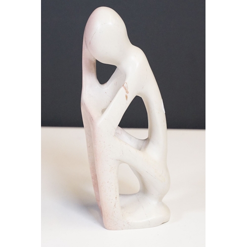 306 - A box of mixed collectables to include tinplate toy, swarovski ornaments, hip flask, oriental white ... 