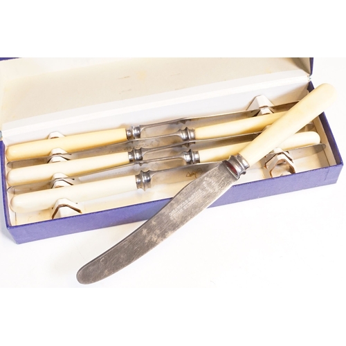 308 - A collection of mixed silver plate flatware to include Mappin & Webb examples and boxed examples tog... 