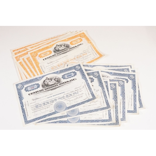 318 - A collection of twenty Century Ribbon Mills share certificates dating 1946 to 1951.