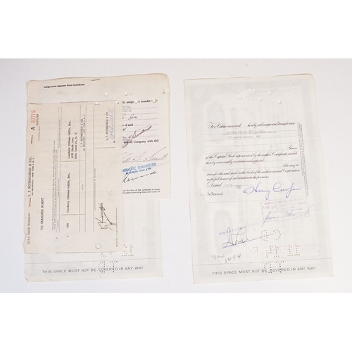 318 - A collection of twenty Century Ribbon Mills share certificates dating 1946 to 1951.