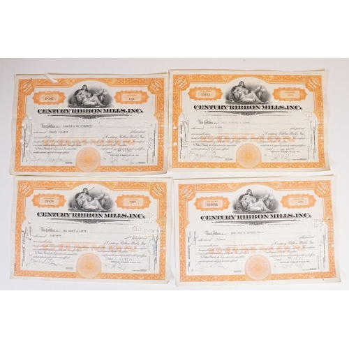 318 - A collection of twenty Century Ribbon Mills share certificates dating 1946 to 1951.